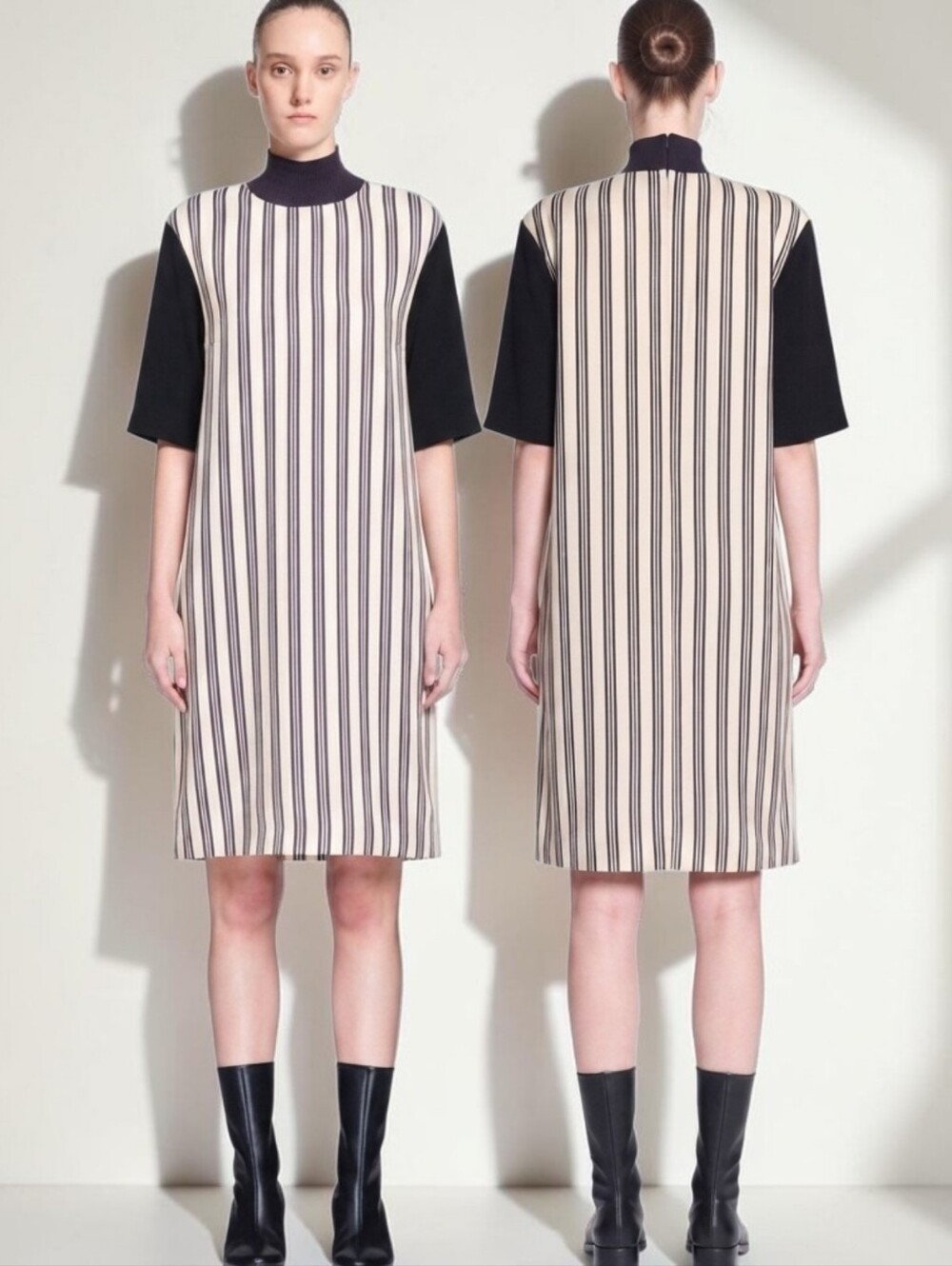 DRIES VAN NOTEN Striped Turtleneck TeeShirt Shift Dress - Size M - 40